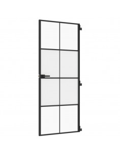 Porta Interni Sottile Nera 83x201,5cm Vetro Temperato Alluminio 2