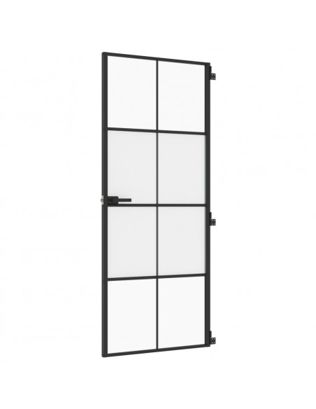 Porta Interni Sottile Nera 83x201,5cm Vetro Temperato Alluminio