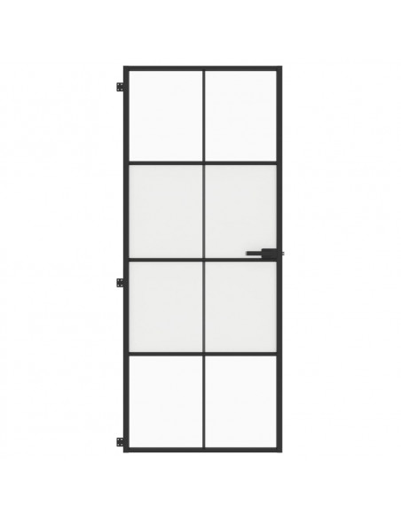 Porta Interni Sottile Nera 83x201,5cm Vetro Temperato Alluminio