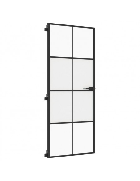 Porta Interni Sottile Nera 83x201,5cm Vetro Temperato Alluminio