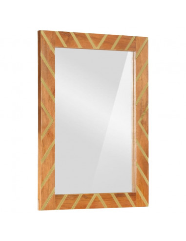 Specchio da Bagno Marrone 50x70x3 cm in Legno di Mango e Vetro