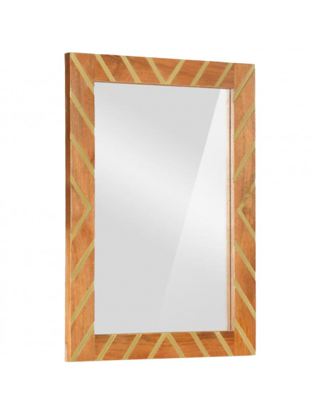 Specchio da Bagno Marrone 50x70x3 cm in Legno di Mango e Vetro