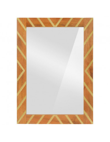 Specchio da Bagno Marrone 50x70x3 cm in Legno di Mango e Vetro