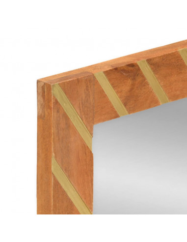 Specchio da Bagno Marrone 50x70x3 cm in Legno di Mango e Vetro