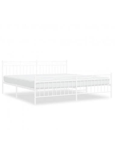 Giroletto con Testiera e Pediera Metallo Bianco 193x203 cm