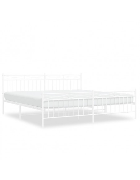Giroletto con Testiera e Pediera Metallo Bianco 193x203 cm