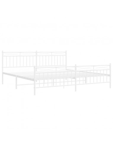 Giroletto con Testiera e Pediera Metallo Bianco 193x203 cm