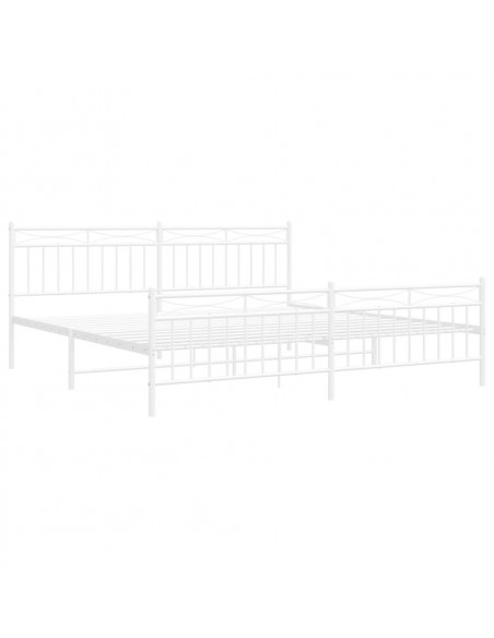 Giroletto con Testiera e Pediera Metallo Bianco 193x203 cm