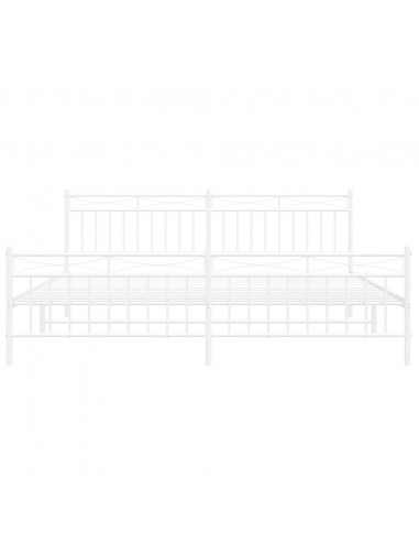 Giroletto con Testiera e Pediera Metallo Bianco 193x203 cm