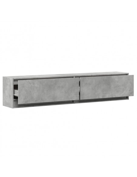 Mobile TV a Parete con LED Grigio Cemento 180x31x38 cm