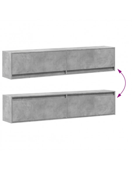 Mobile TV a Parete con LED Grigio Cemento 180x31x38 cm