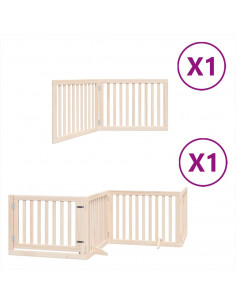 Cancello per Cani Pieghevole 6 Pannelli 480 cm Legno di Pioppo 2