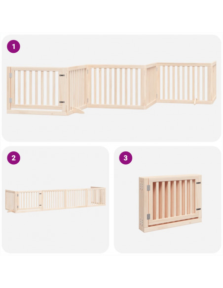 Cancello per Cani Pieghevole 6 Pannelli 480 cm Legno di Pioppo