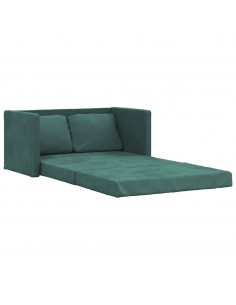 Divano Letto da Terra 2 in 1 Verde Scuro 122x204x55 cm Velluto 2