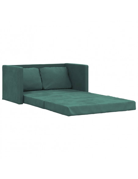 Divano Letto da Terra 2 in 1 Verde Scuro 122x204x55 cm Velluto