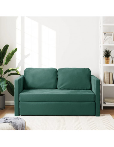 Divano Letto da Terra 2 in 1 Verde Scuro 122x204x55 cm Velluto
