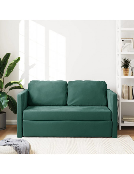 Divano Letto da Terra 2 in 1 Verde Scuro 122x204x55 cm Velluto