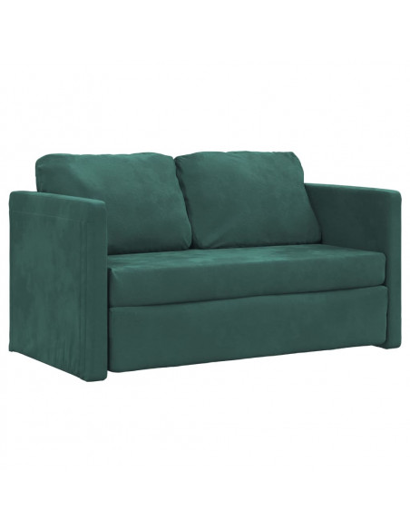 Divano Letto da Terra 2 in 1 Verde Scuro 122x204x55 cm Velluto