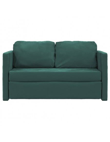 Divano Letto da Terra 2 in 1 Verde Scuro 122x204x55 cm Velluto