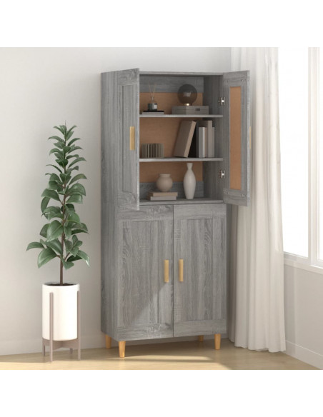 Credenza Grigio Sonoma 69,5x34x90 cm in Legno Multistrato