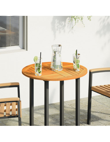 Piano per Tavolo Ø70x2 cm Rotondo in Legno Massello di Acacia