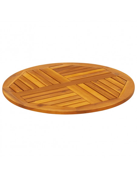 Piano per Tavolo Ø70x2 cm Rotondo in Legno Massello di Acacia