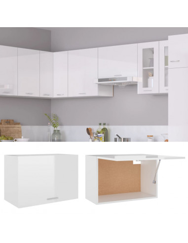 Mobile Pensile Bianco Lucido 60x31x40 cm Legno Multistrato