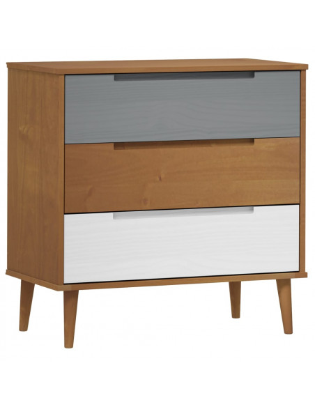 Cassettiera MOLDE Marrone 80x40x80 cm in Legno Massello di Pino