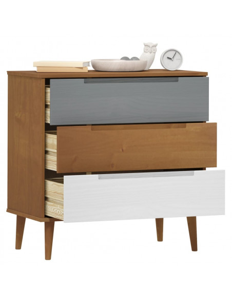 Cassettiera MOLDE Marrone 80x40x80 cm in Legno Massello di Pino