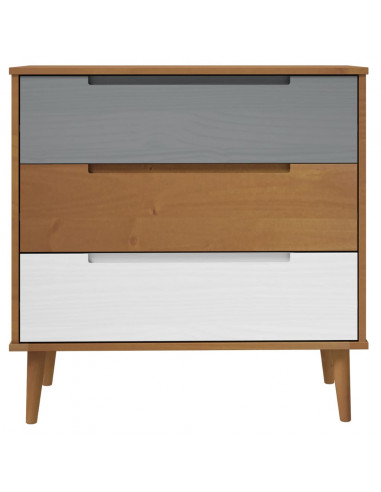 Cassettiera MOLDE Marrone 80x40x80 cm in Legno Massello di Pino