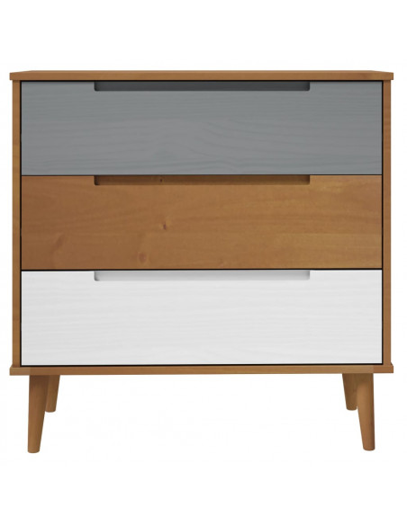 Cassettiera MOLDE Marrone 80x40x80 cm in Legno Massello di Pino