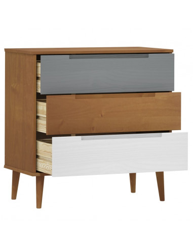 Cassettiera MOLDE Marrone 80x40x80 cm in Legno Massello di Pino