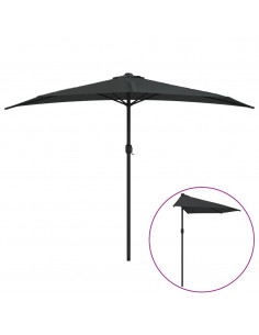 Ombrellone Balcone Palo in Alluminio Nero 300x155x223cm a Metà 2