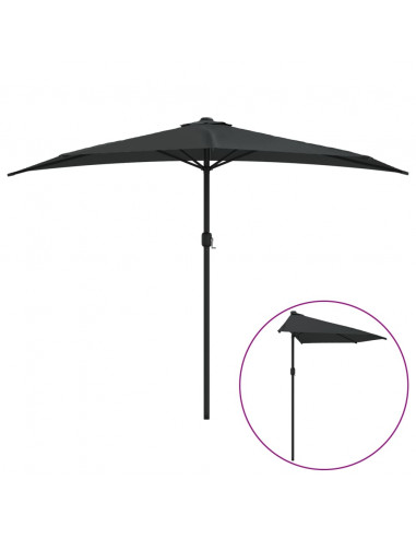 Ombrellone Balcone Palo in Alluminio Nero 300x155x223cm a Metà