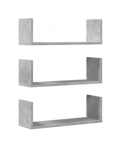 Mensole a Muro 2pz Grigio Cemento 58x18x18 cm in Truciolato