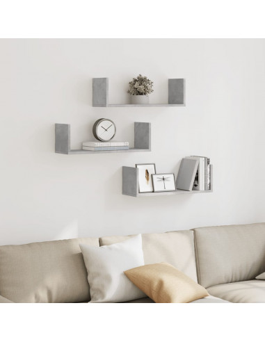 Mensole a Muro 2pz Grigio Cemento 58x18x18 cm in Truciolato