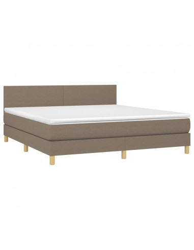 Letto a Molle con Materasso e LED Tortora 180x200 cm in Tessuto