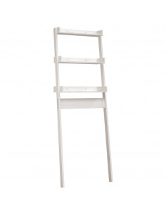 Rastrelliera da Bagno Bianca 63,5x32x179 cm Legno Massello Pino 2