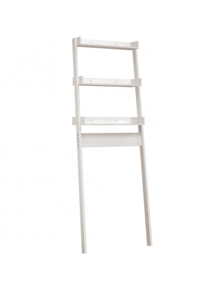 Rastrelliera da Bagno Bianca 63,5x32x179 cm Legno Massello Pino