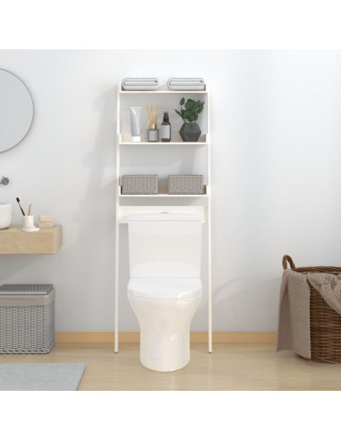 Rastrelliera da Bagno Bianca 63,5x32x179 cm Legno Massello Pino