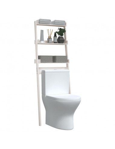 Rastrelliera da Bagno Bianca 63,5x32x179 cm Legno Massello Pino