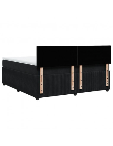 Giroletto a Molle con Materasso Nero 180x200 cm in Velluto