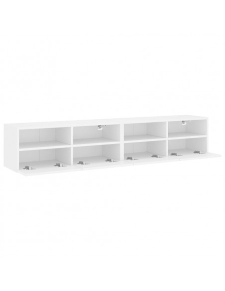 Mobili TV a Parete 2pz Bianchi 80x30x30 cm in Legno Multistrato