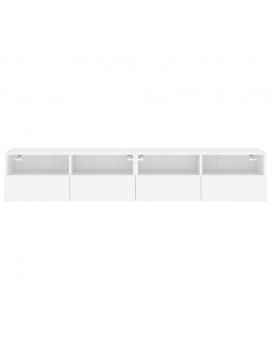 Mobili TV a Parete 2pz Bianchi 80x30x30 cm in Legno Multistrato