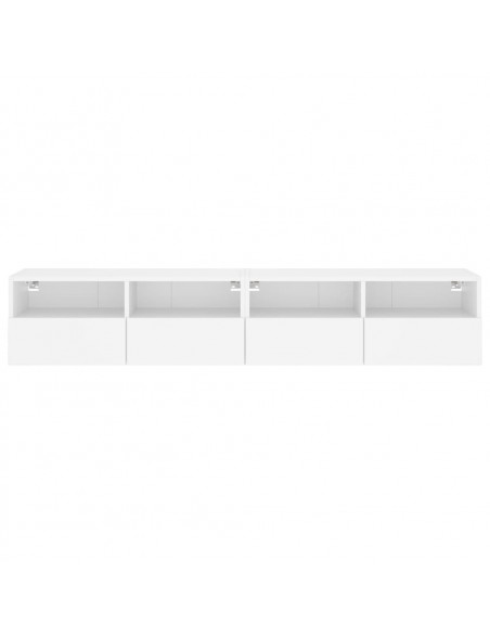 Mobili TV a Parete 2pz Bianchi 80x30x30 cm in Legno Multistrato