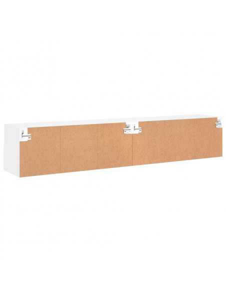 Mobili TV a Parete 2pz Bianchi 80x30x30 cm in Legno Multistrato