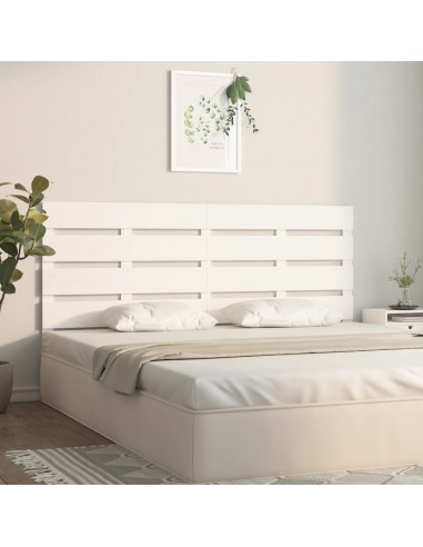 Testiera per Letto Bianca 200x3x80 cm in Legno Massello di Pino