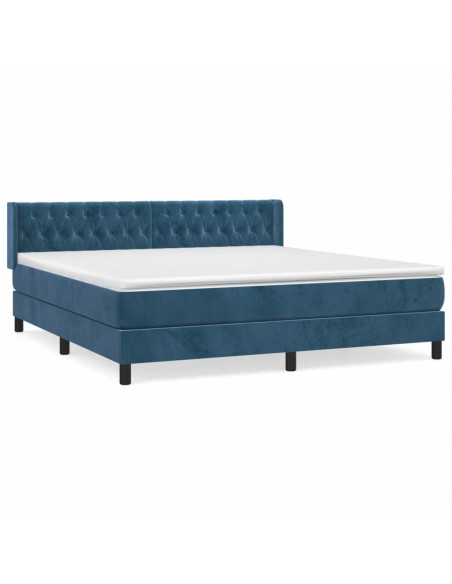 Giroletto a Molle con Materasso Blu Scuro 180x200 cm in Velluto