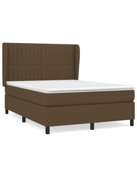 Giroletto a Molle con Materasso Marrone Scuro 140x190cm Tessuto