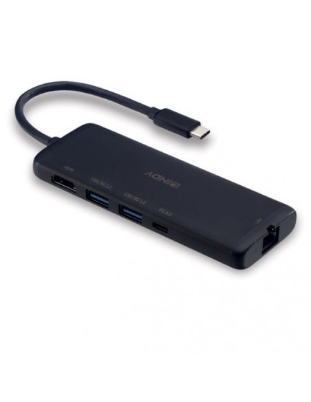 Lindy 43358 replicatore di porte e docking station per laptop Cablato USB 3.2 Gen 1 (3.1 Gen 1) Type-C Nero